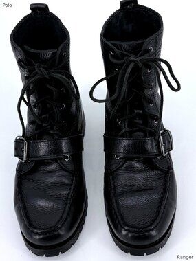 Polo Ralph Lauren Ranger Leather Buckle Boots Black Size 8